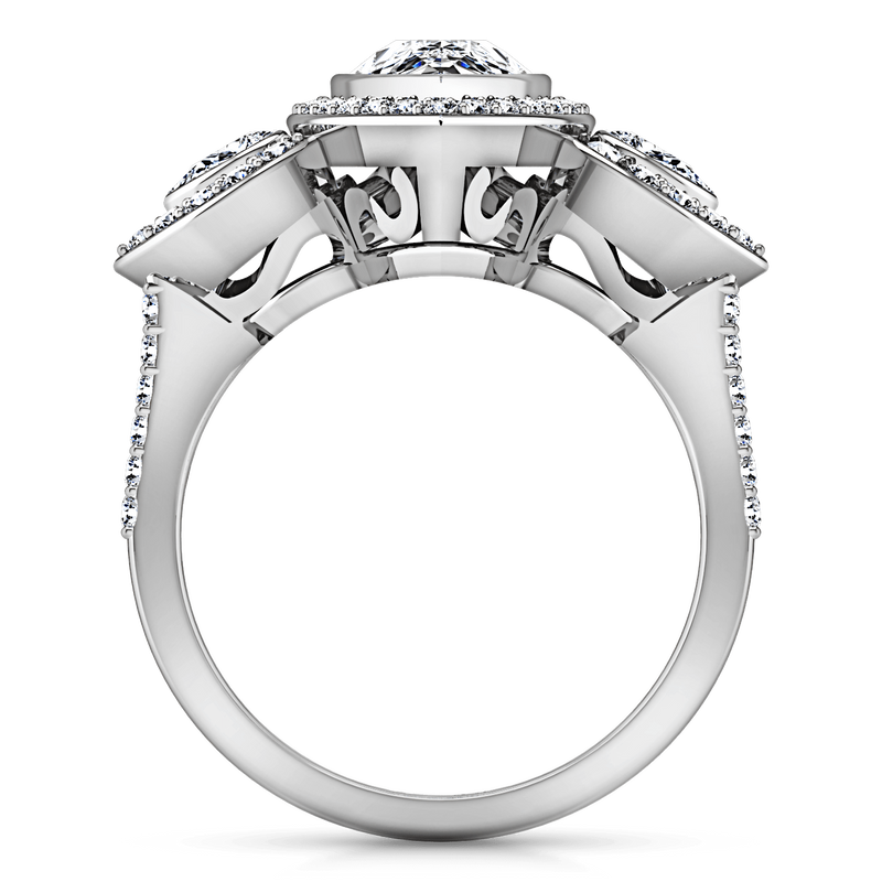 Three Stone Engagement Ring Vanessa 14K White Gold