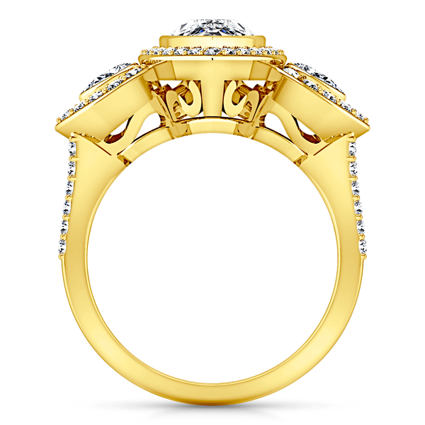 Three Stone Diamond Engagement Ring Vanessa 14K Yellow Gold