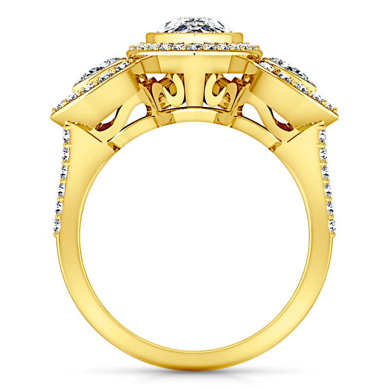 Three Stone Diamond Engagement Ring Vanessa 14K Yellow Gold