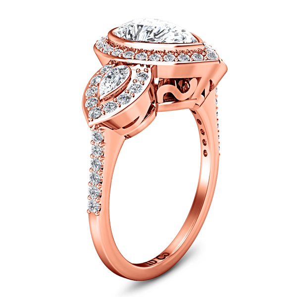 Three Stone Diamond EngagementRing Vanessa 14K Rose Gold