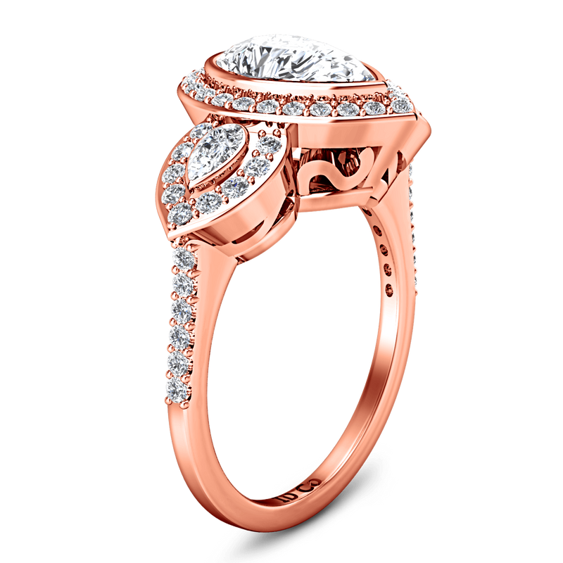 Three Stone Diamond EngagementRing Vanessa 14K Rose Gold