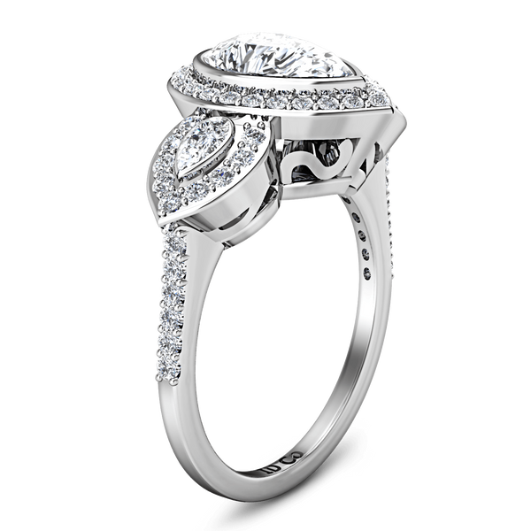 Three Stone Engagement Ring Vanessa 14K White Gold