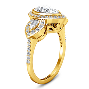 Three Stone Diamond Engagement Ring Vanessa 14K Yellow Gold