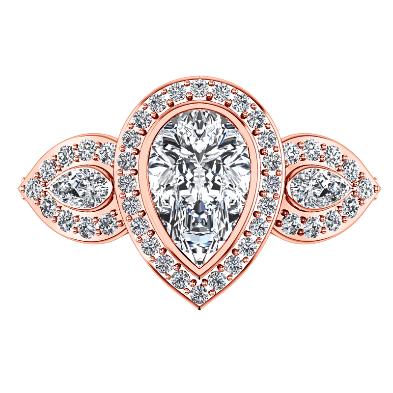 Three Stone Diamond EngagementRing Vanessa 14K Rose Gold