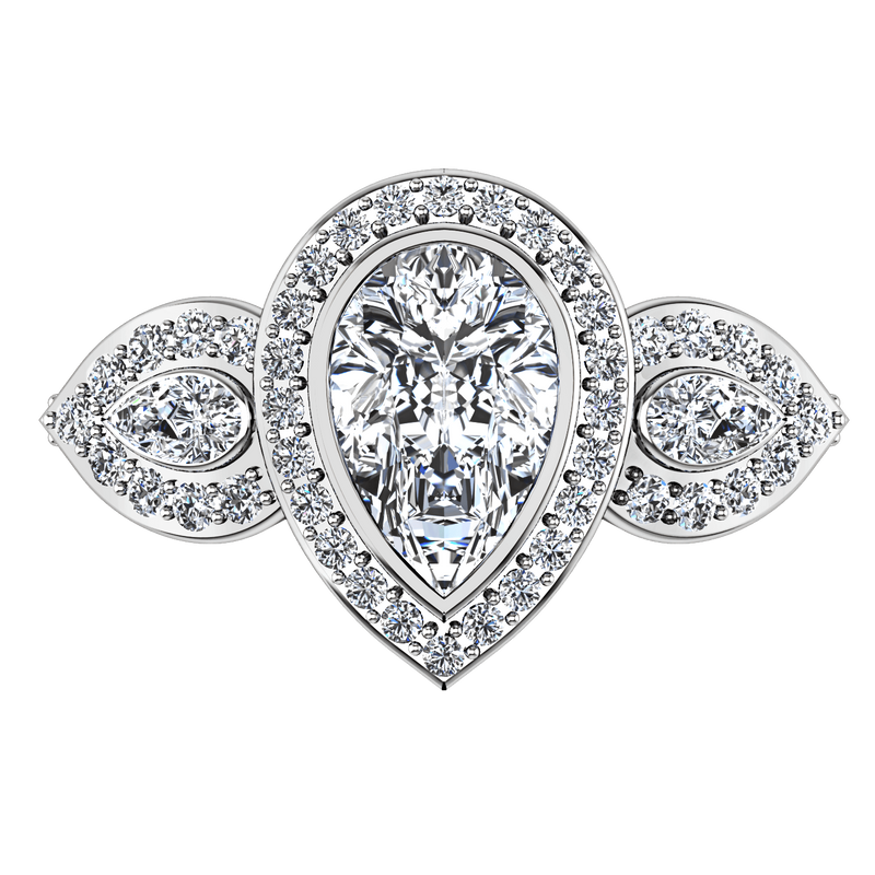 Three Stone Engagement Ring Vanessa 14K White Gold