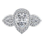 Three Stone Engagement Ring Vanessa 14K White Gold