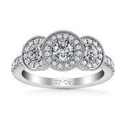Round Diamond Three Stone Engagement Ring Giselle 14K White Gold
