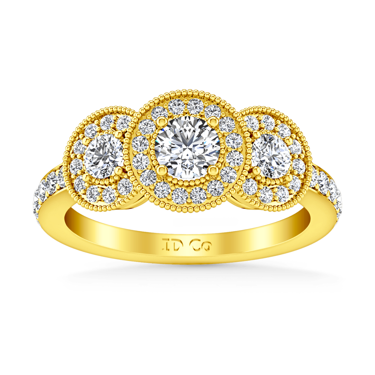 Three Stone Diamond Engagement Ring Giselle 14K Yellow Gold