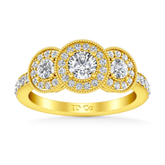 Three Stone Diamond Engagement Ring Giselle 14K Yellow Gold
