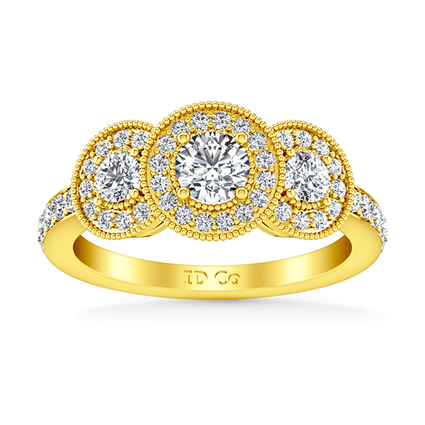 Three Stone Diamond Engagement Ring Giselle 14K Yellow Gold