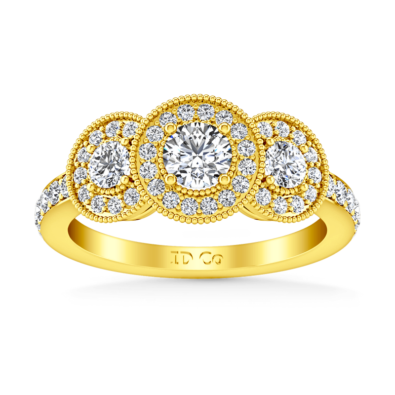 Three Stone Diamond Engagement Ring Giselle 14K Yellow Gold