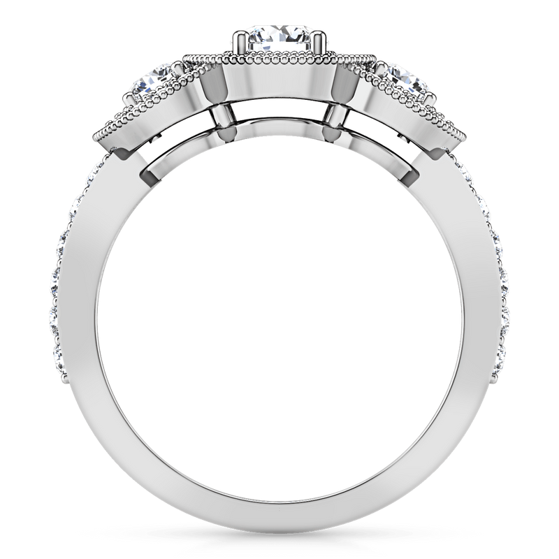 Round Diamond Three Stone Engagement Ring Giselle 14K White Gold
