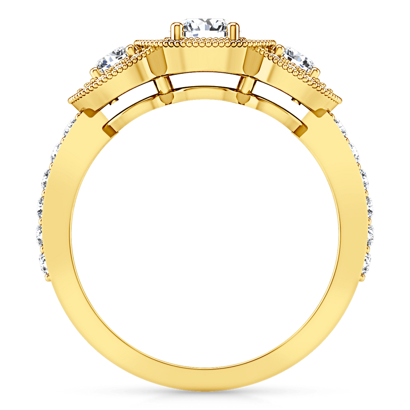 Three Stone Diamond Engagement Ring Giselle 14K Yellow Gold