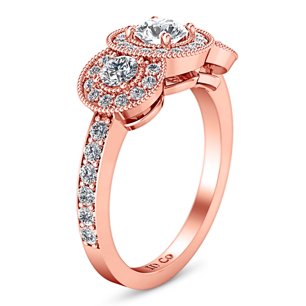 Three Stone Diamond EngagementRing Giselle 14K Rose Gold