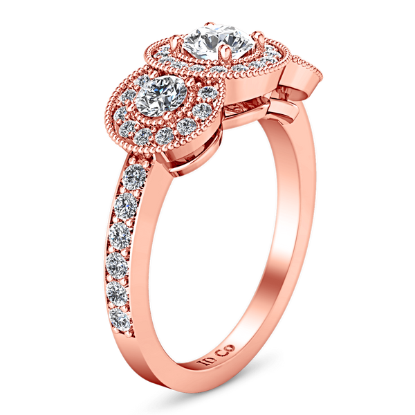 Three Stone Diamond EngagementRing Giselle 14K Rose Gold