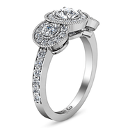 Round Diamond Three Stone Engagement Ring Giselle 14K White Gold