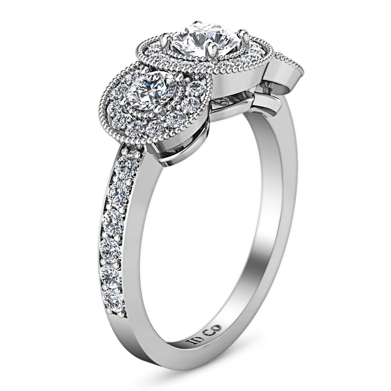 Round Diamond Three Stone Engagement Ring Giselle 14K White Gold