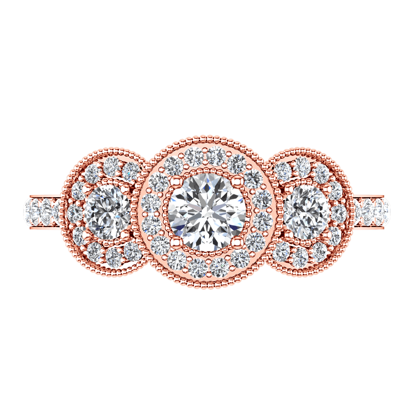 Three Stone Diamond EngagementRing Giselle 14K Rose Gold