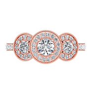 Three Stone Diamond EngagementRing Giselle 14K Rose Gold