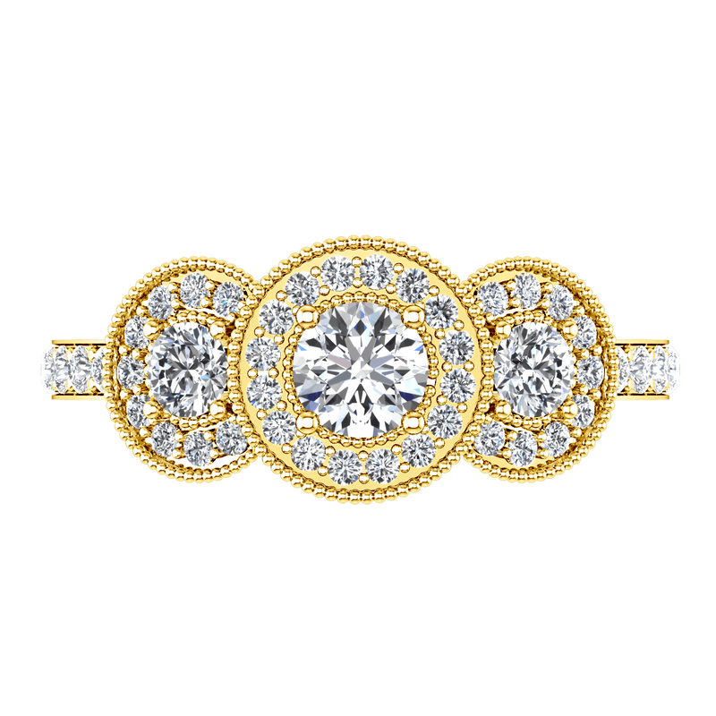 Three Stone Diamond Engagement Ring Giselle 14K Yellow Gold