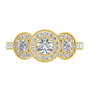 Three Stone Diamond Engagement Ring Giselle 14K Yellow Gold