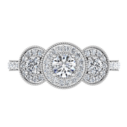 Round Diamond Three Stone Engagement Ring Giselle 14K White Gold