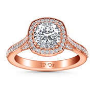 Halo Diamond Cushion Cut Engagement Ring Coco 14K Rose Gold