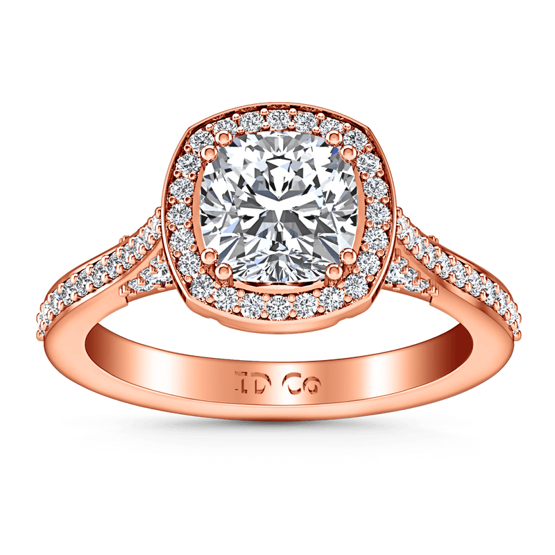 Halo Diamond Cushion Cut Engagement Ring Coco 14K Rose Gold