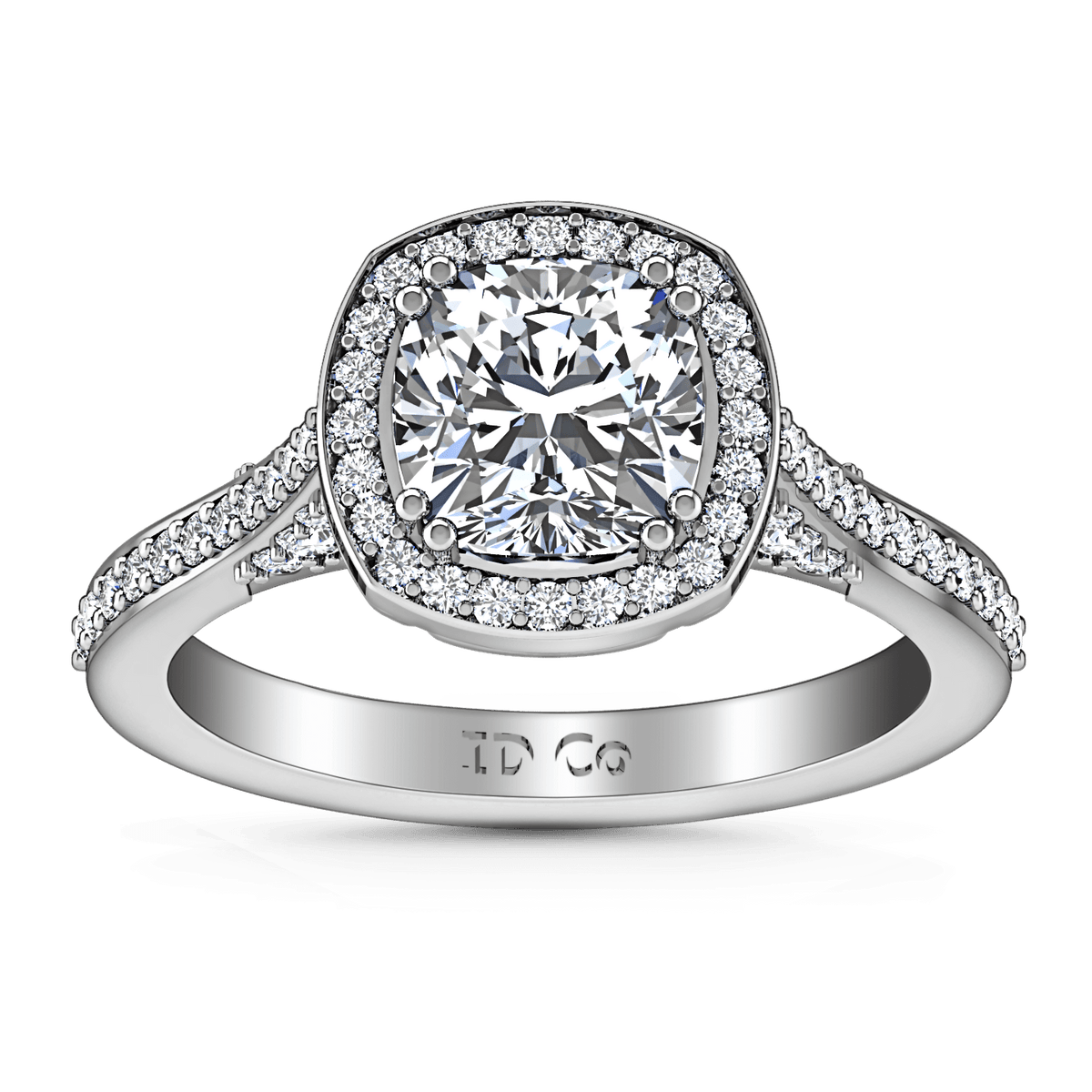 Halo Cushion Cut Diamond Engagement Ring Coco 14K White Gold