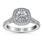 Halo Cushion Cut Diamond Engagement Ring Coco 14K White Gold