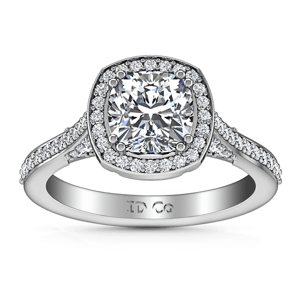 Halo Cushion Cut Diamond Engagement Ring Coco 14K White Gold