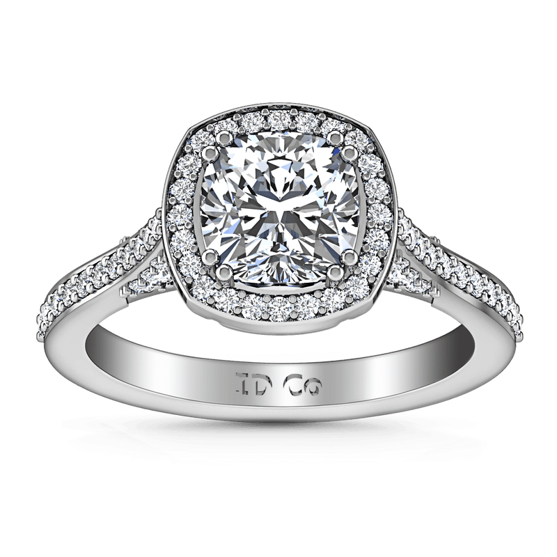 Halo Cushion Cut Diamond Engagement Ring Coco 14K White Gold