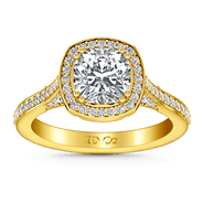 Halo Diamond Cushion Cut Engagement Ring Coco 14K Yellow Gold