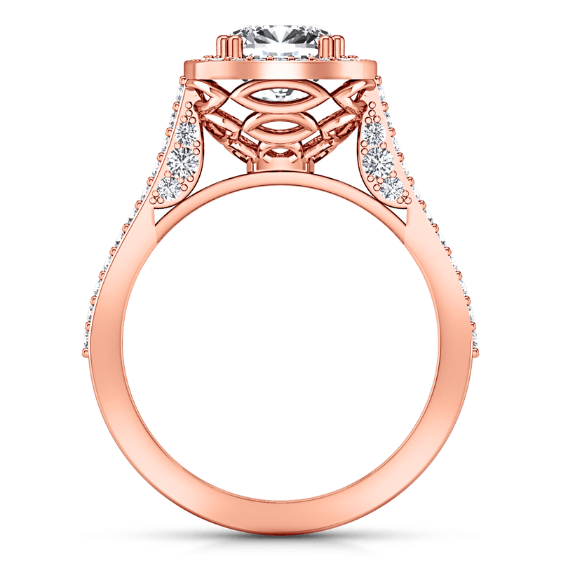 Halo Diamond Cushion Cut Engagement Ring Coco 14K Rose Gold