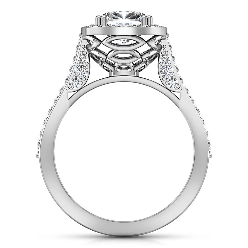 Halo Cushion Cut Diamond Engagement Ring Coco 14K White Gold