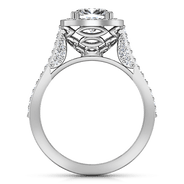 Halo Cushion Cut Diamond Engagement Ring Coco 14K White Gold