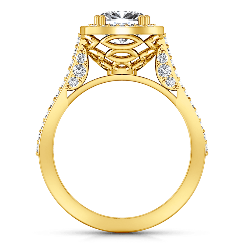 Halo Diamond Cushion Cut Engagement Ring Coco 14K Yellow Gold
