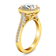 Halo Diamond Cushion Cut Engagement Ring Coco 14K Yellow Gold