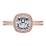Halo Diamond Cushion Cut Engagement Ring Coco 14K Rose Gold