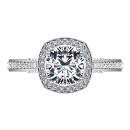 Halo Cushion Cut Diamond Engagement Ring Coco 14K White Gold
