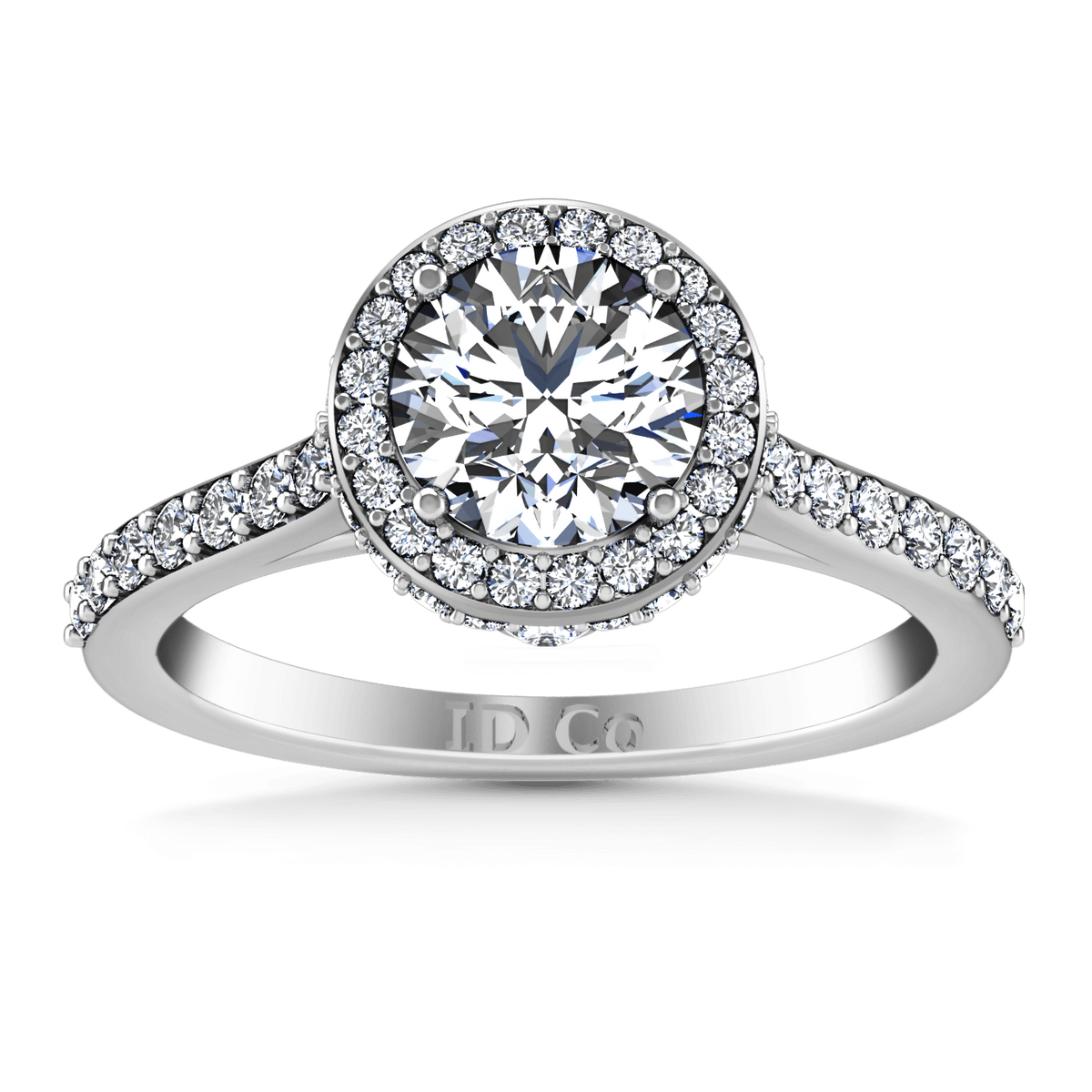 Round Diamond Halo Engagement Ring Milana 14K White Gold