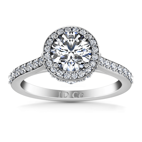 Round Diamond Halo Engagement Ring Milana 14K White Gold