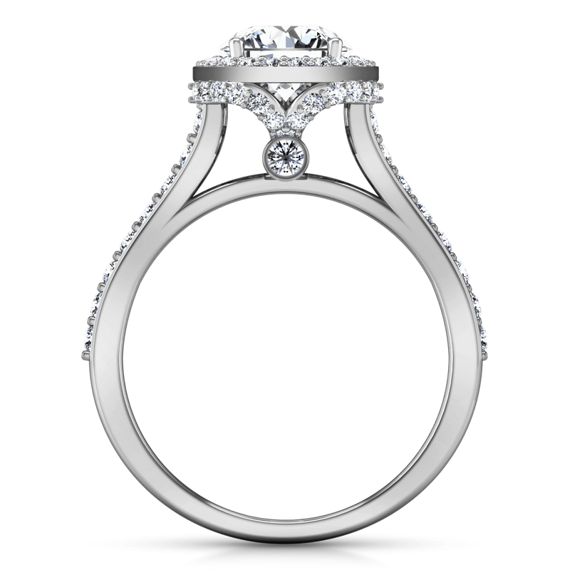 Round Diamond Halo Engagement Ring Milana 14K White Gold