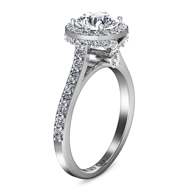 Round Diamond Halo Engagement Ring Milana 14K White Gold