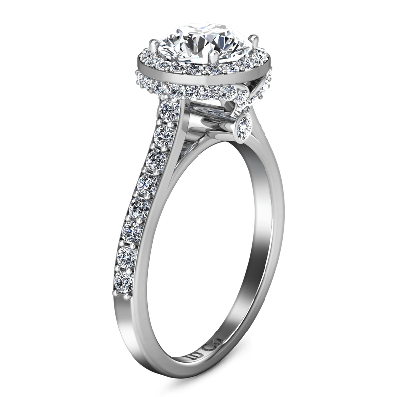 Round Diamond Halo Engagement Ring Milana 14K White Gold