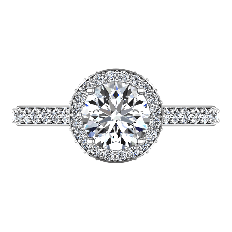 Round Diamond Halo Engagement Ring Milana 14K White Gold