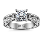 Solitaire Princess Cut Diamond Engagement Ring Rowan 14K White Gold