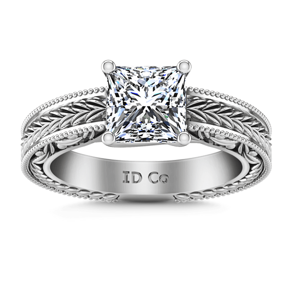 Solitaire Princess Cut Diamond Engagement Ring Rowan 14K White Gold