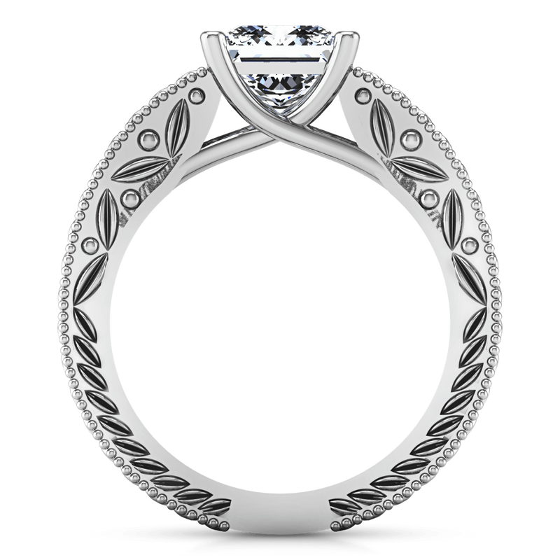 Solitaire Princess Cut Diamond Engagement Ring Rowan 14K White Gold