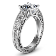 Solitaire Princess Cut Diamond Engagement Ring Rowan 14K White Gold